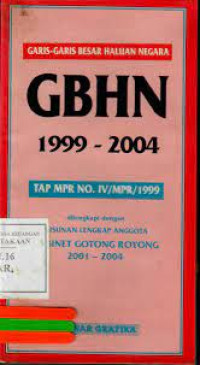 Image of GARIS-GARIS BESAR HALUAN NEGARA GBHN 1999-2004